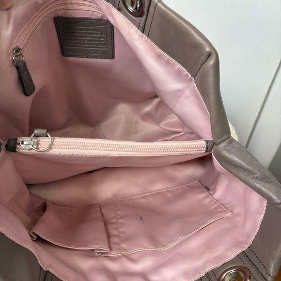 Coach Hampton Leather Turnlock NS Tote Z27748 Dark Grey North South Shoulder Bag - Picture 10 of 11